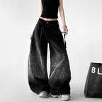 Star Rhinestone Wide-Leg Denim – CT65088