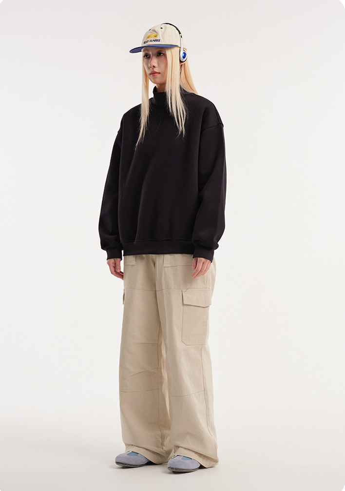 Retro Mock Neck Oversized Sweatshirt