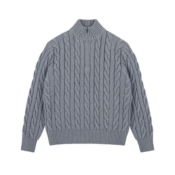 Cable-Knit Half-Zip Sweater - COPPING THREADS - IDLT