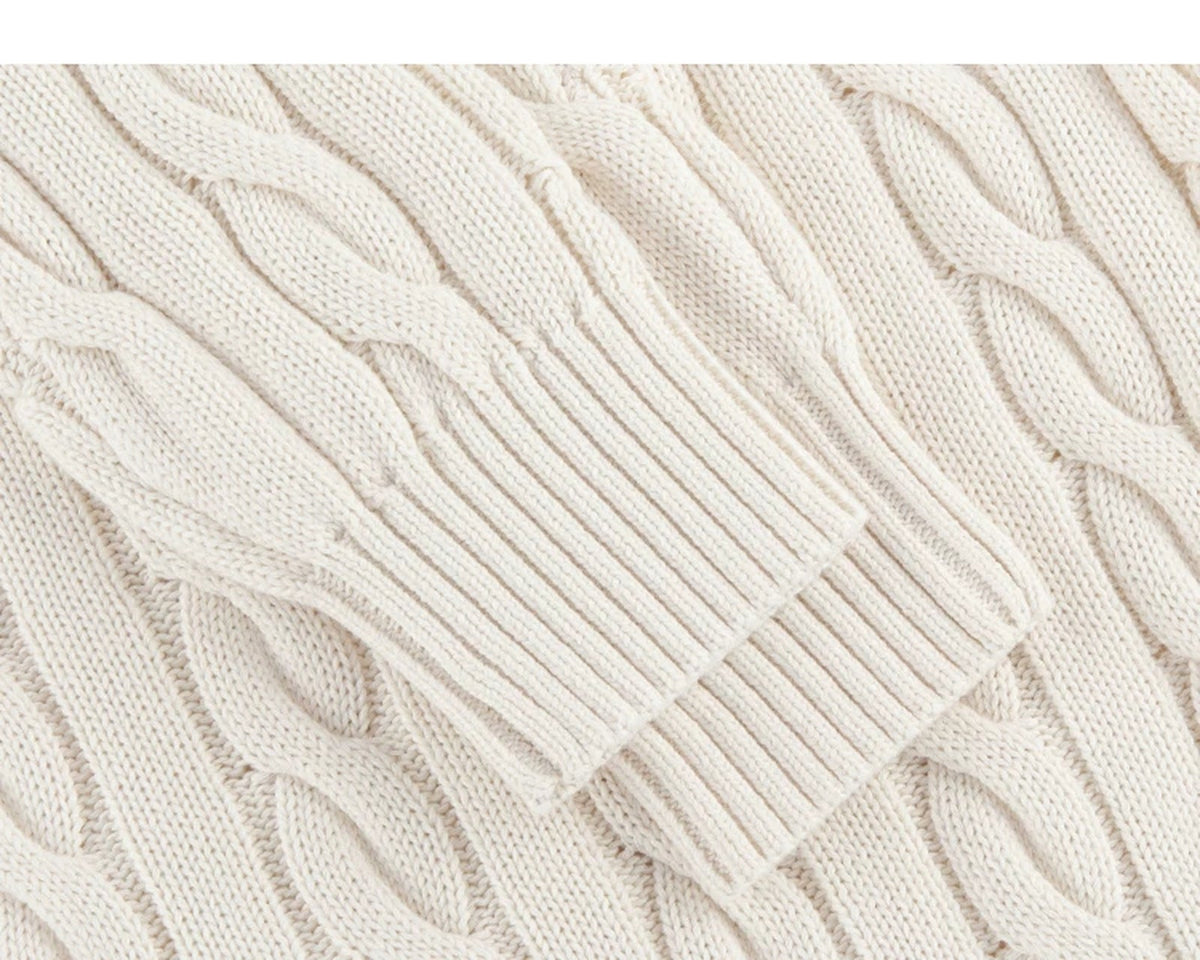 Cable-Knit Half-Zip Sweater - COPPING THREADS - IDLT