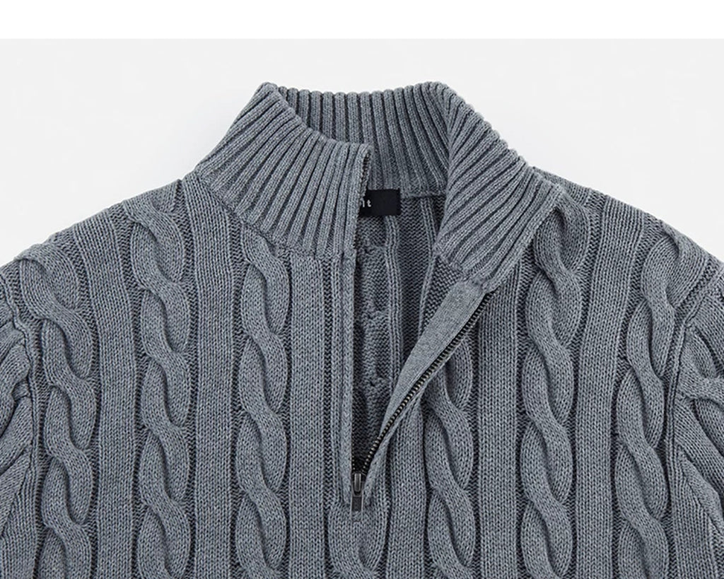 Cable-Knit Half-Zip Sweater - COPPING THREADS - IDLT