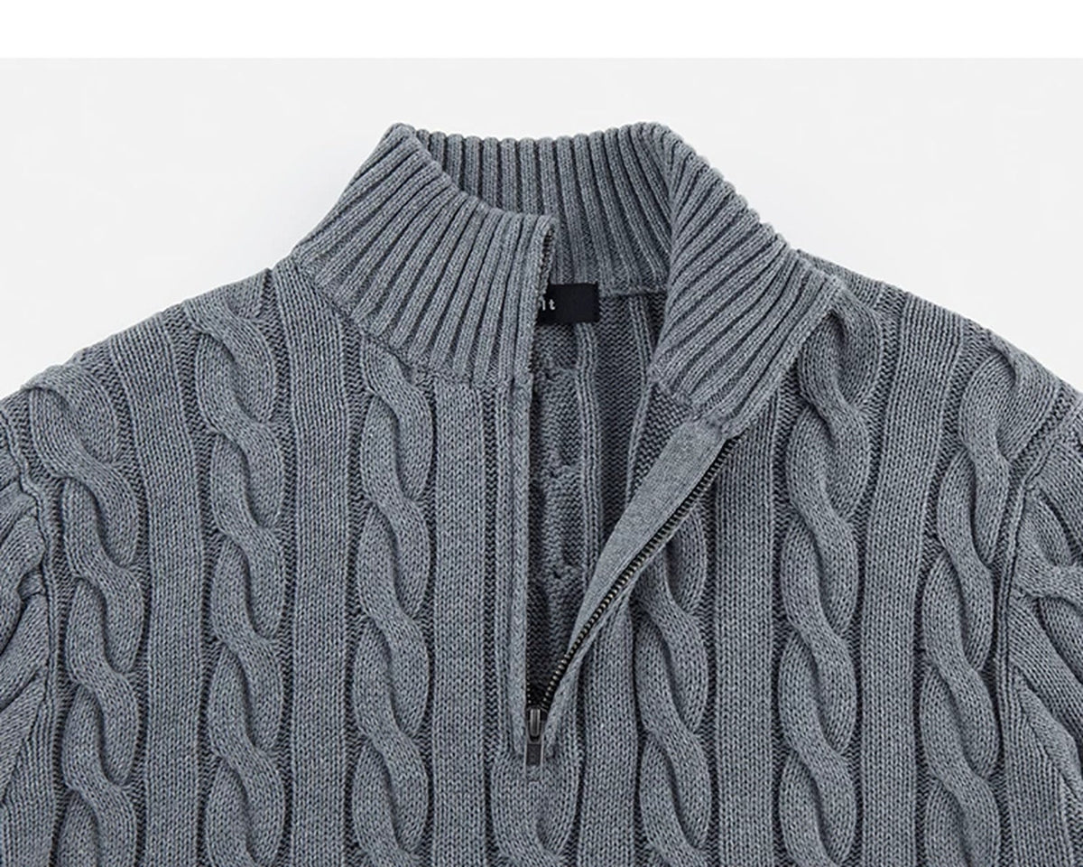 Cable-Knit Half-Zip Sweater - COPPING THREADS - IDLT