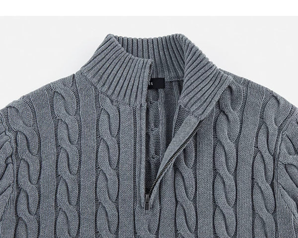 Cable-Knit Half-Zip Sweater - COPPING THREADS - IDLT