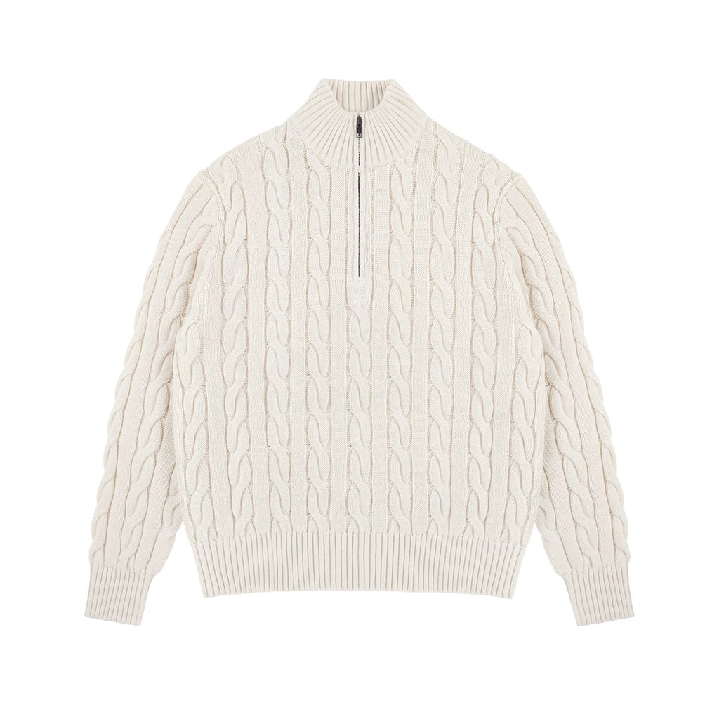 Cable-Knit Half-Zip Sweater - COPPING THREADS - IDLT