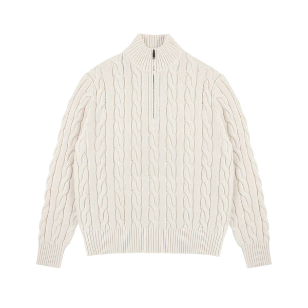 Cable-Knit Half-Zip Sweater - COPPING THREADS - IDLT