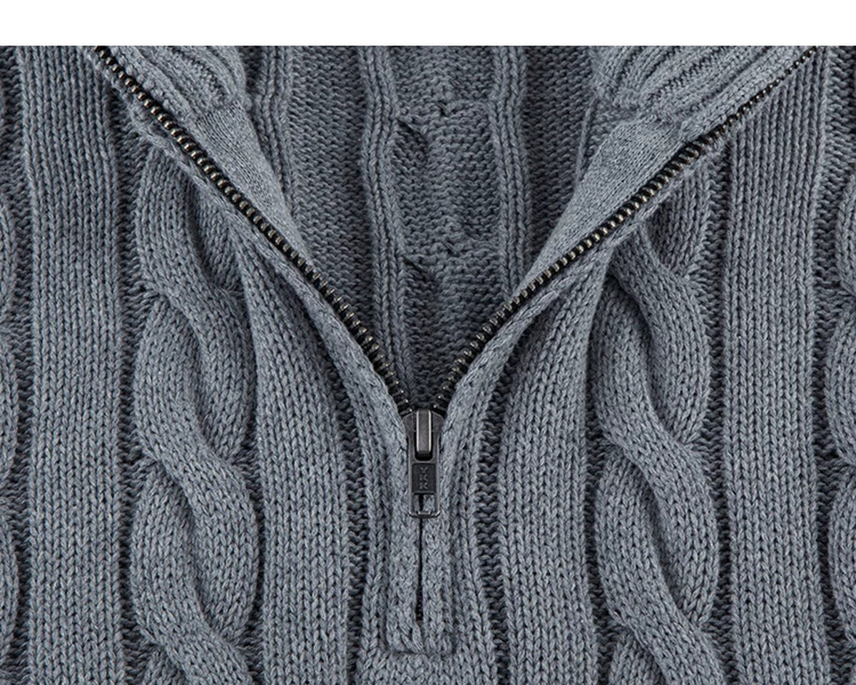 Cable-Knit Half-Zip Sweater - COPPING THREADS - IDLT