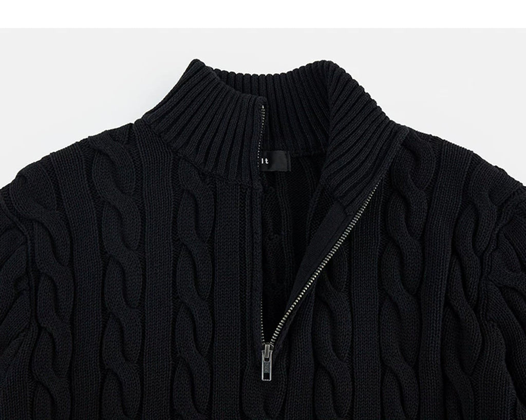 Cable-Knit Half-Zip Sweater - COPPING THREADS - IDLT