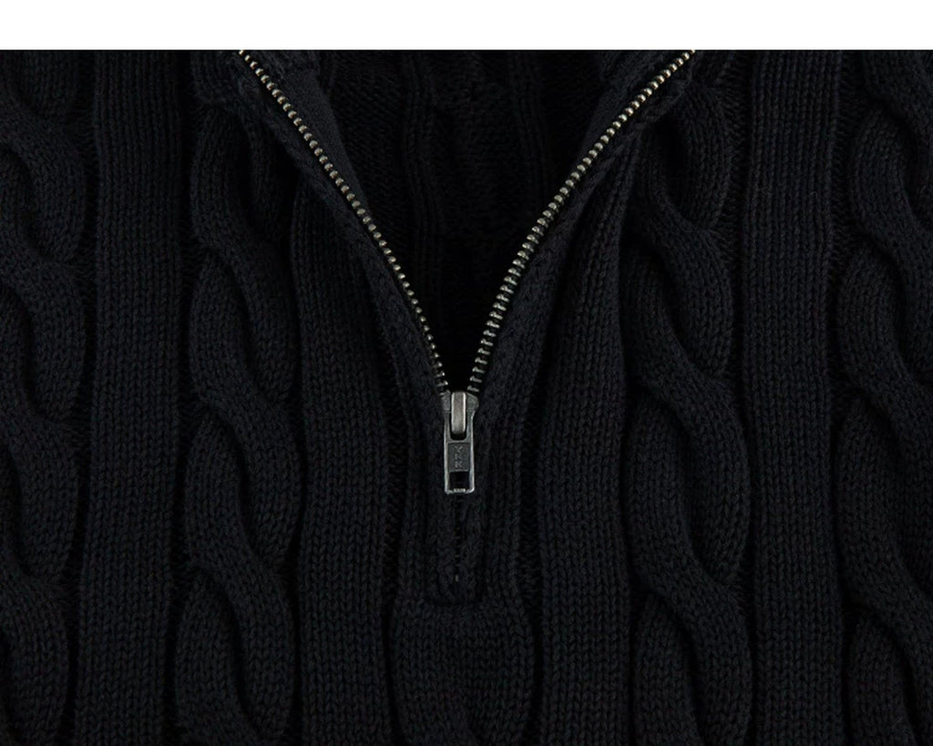 Cable-Knit Half-Zip Sweater - COPPING THREADS - IDLT