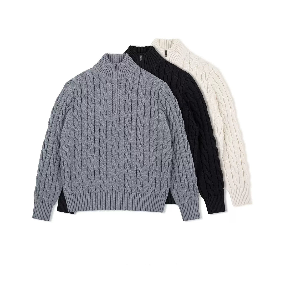 Cable-Knit Half-Zip Sweater - COPPING THREADS - IDLT