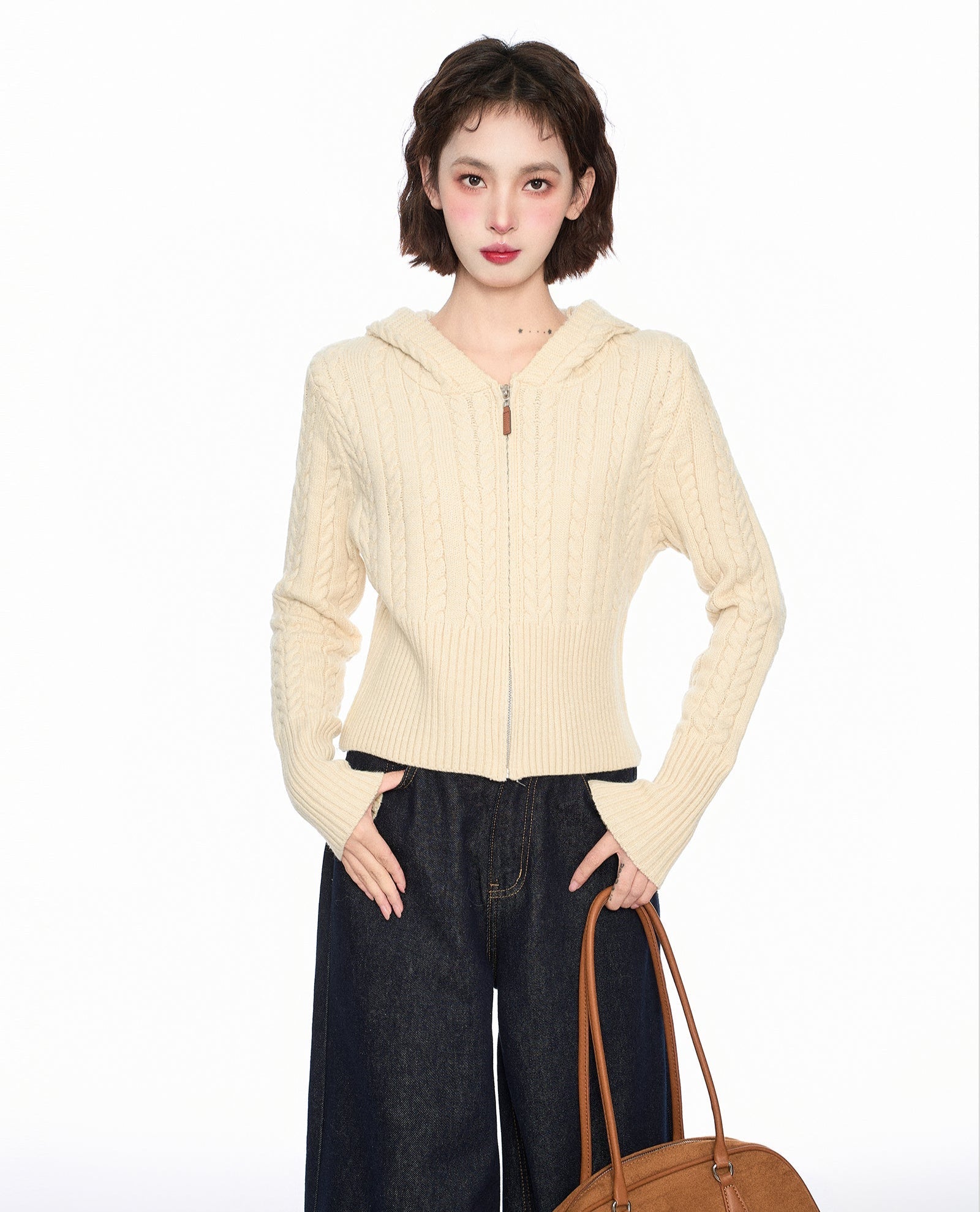 Cable Knit Hooded Zip - Up Cardigan Sweater - COPPING THREADS - CT Select Hauptbild