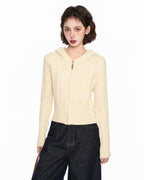 Cable Knit Hooded Zip - Up Cardigan Sweater - COPPING THREADS - CT Select
