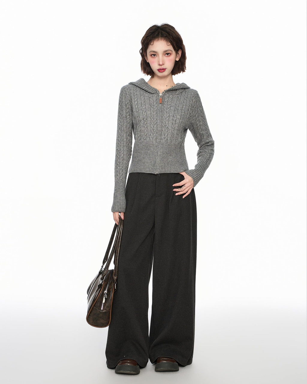 Cable Knit Hooded Zip - Up Cardigan Sweater - COPPING THREADS - CT Select