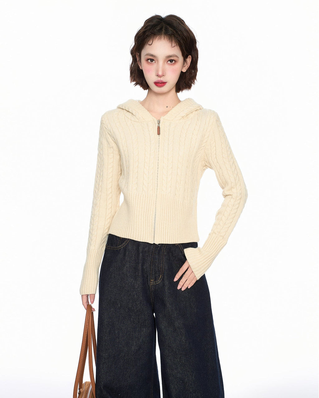 Cable Knit Hooded Zip - Up Cardigan Sweater - COPPING THREADS - CT Select