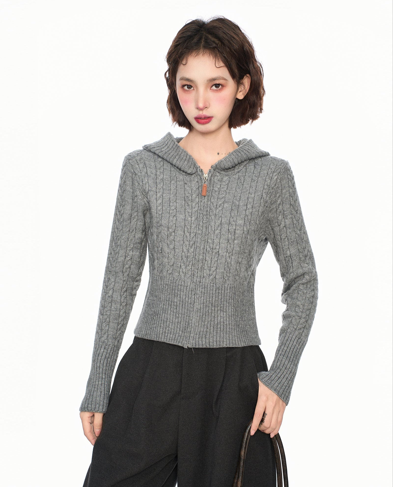 Cable Knit Hooded Zip - Up Cardigan Sweater - COPPING THREADS - CT Select