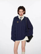 Cable Knit Polo Collar Pullover Sweater - COPPING THREADS - CT Select