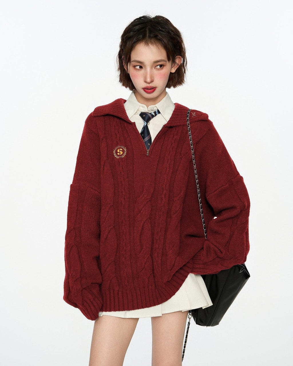 Cable Knit Polo Collar Pullover Sweater - COPPING THREADS - CT Select