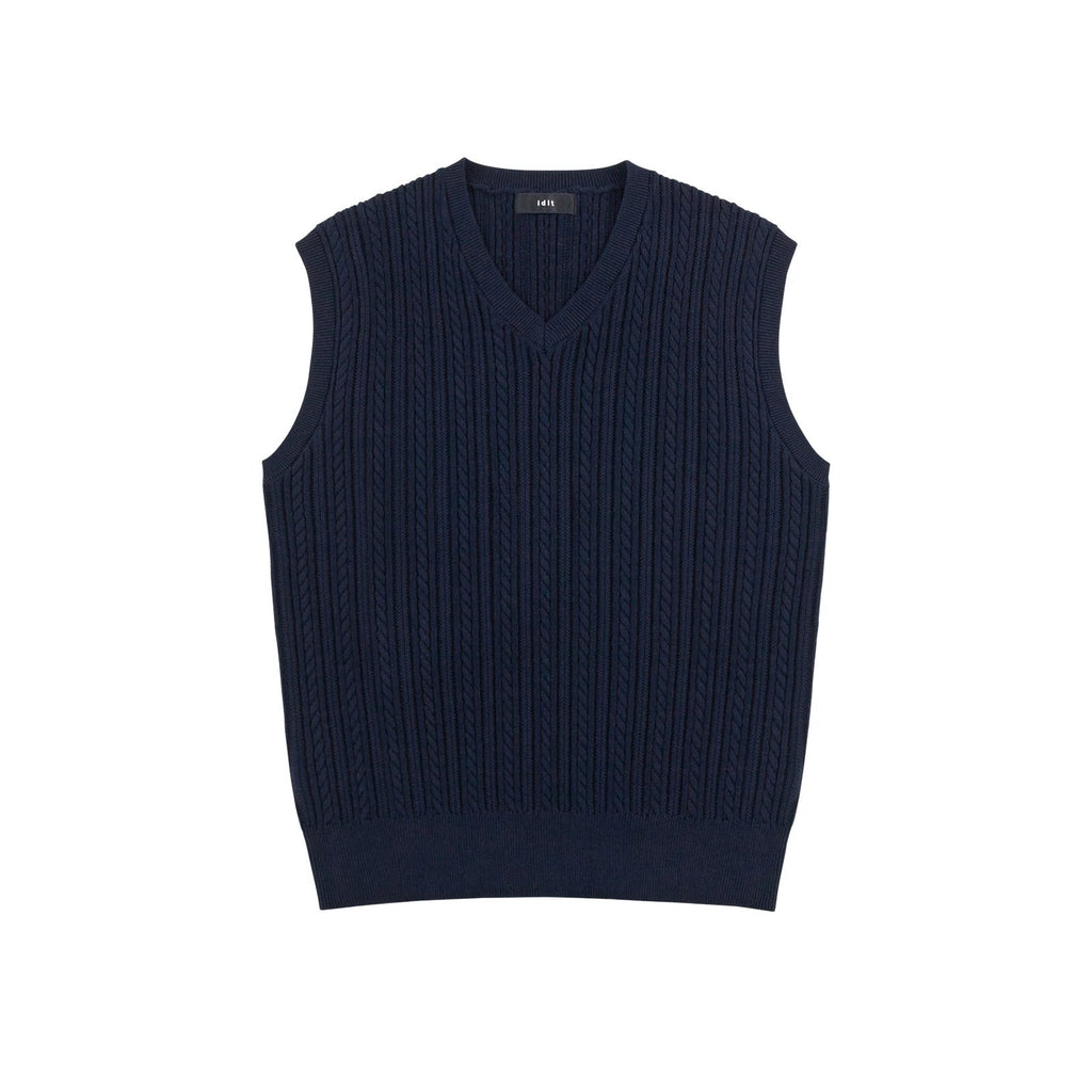 Cable-Knit V-Neck Sweater Vest - COPPING THREADS - IDLT