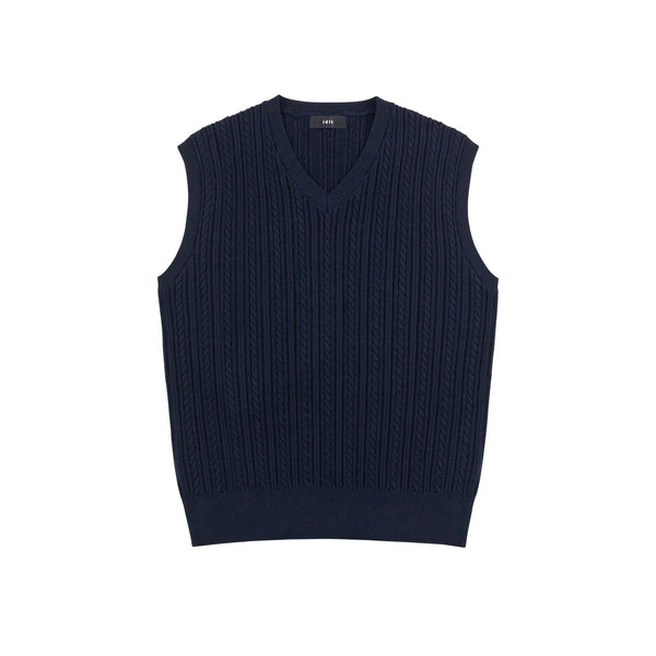 Cable-Knit V-Neck Sweater Vest - COPPING THREADS - IDLT
