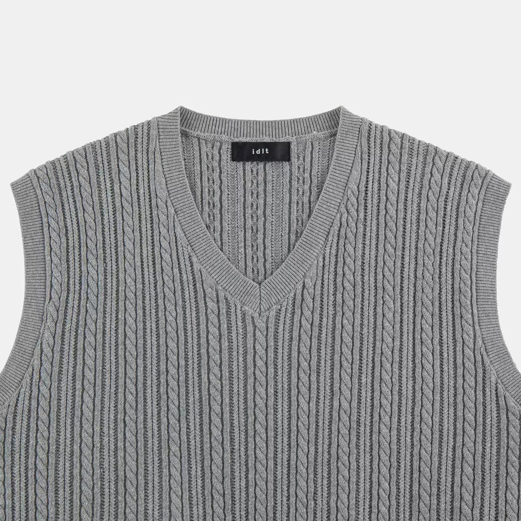 Cable-Knit V-Neck Sweater Vest - COPPING THREADS - IDLT