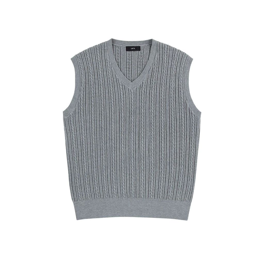 Cable-Knit V-Neck Sweater Vest - COPPING THREADS - IDLT