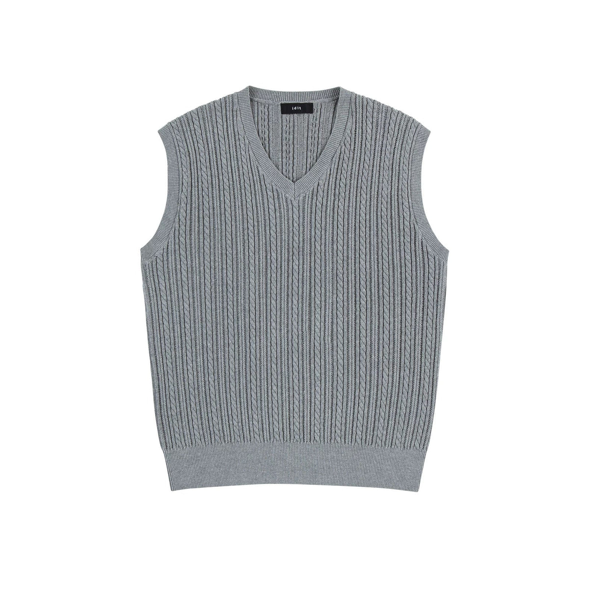 Cable-Knit V-Neck Sweater Vest - COPPING THREADS - IDLT