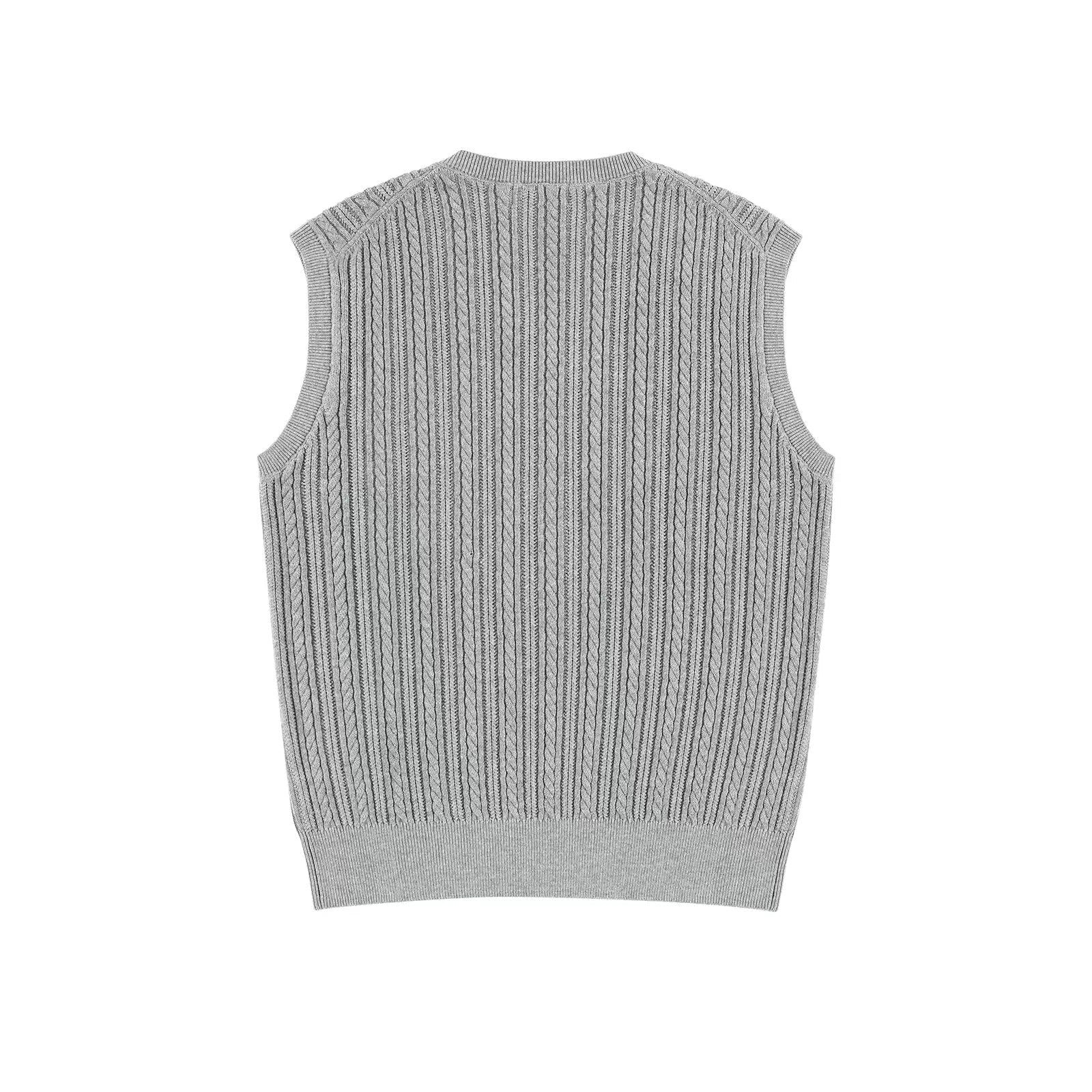 Cable-Knit V-Neck Sweater Vest 서브 이미지