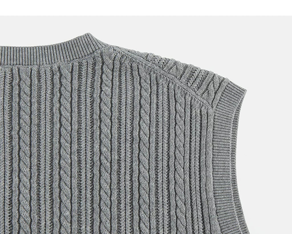 Cable-Knit V-Neck Sweater Vest - COPPING THREADS - IDLT