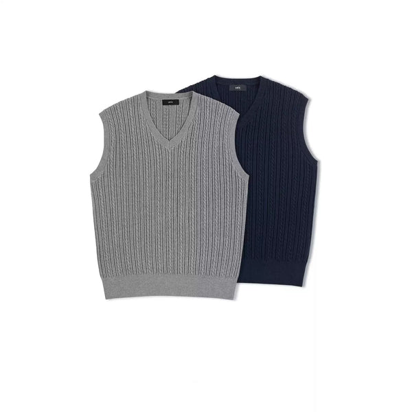 Cable-Knit V-Neck Sweater Vest - COPPING THREADS - IDLT
