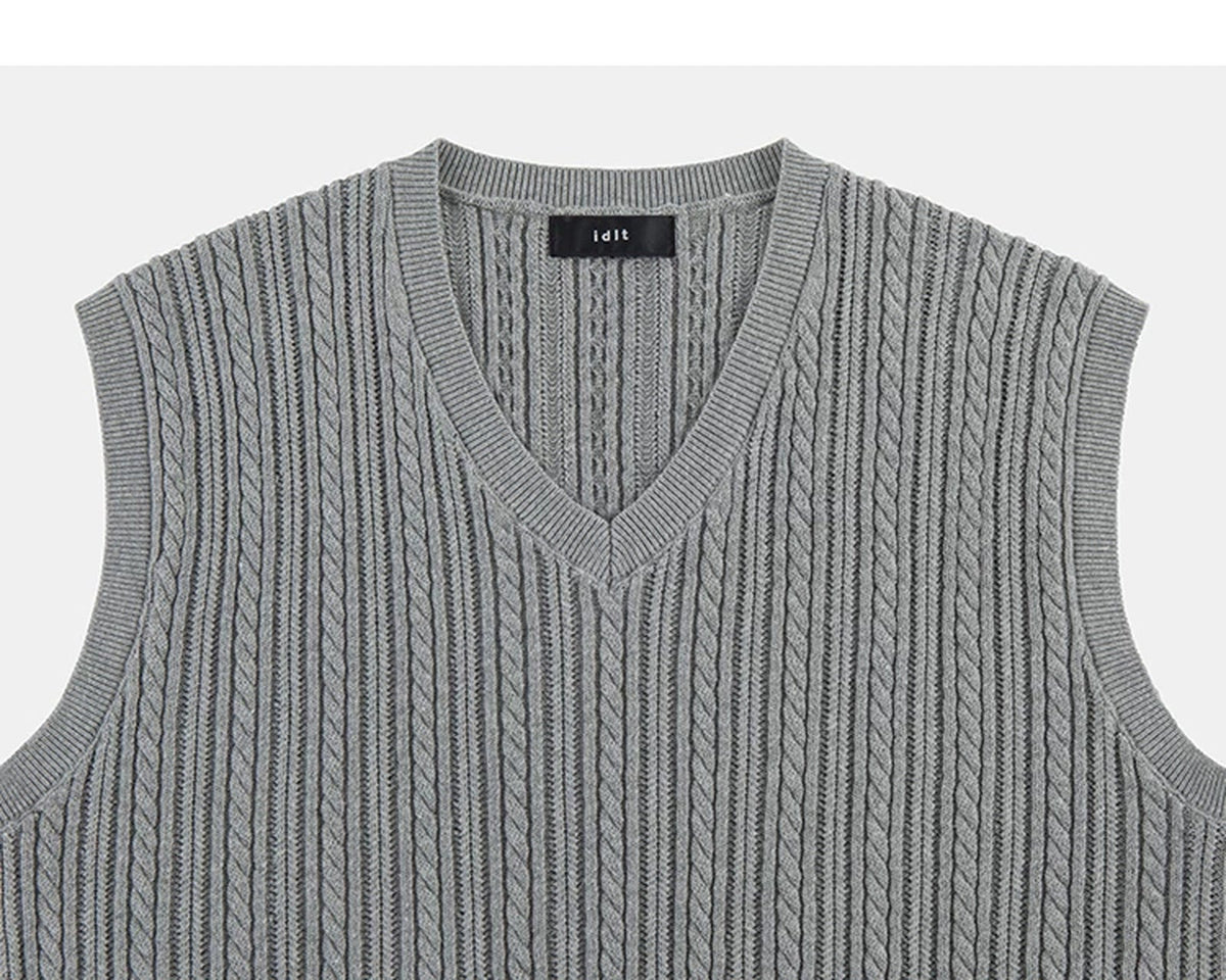 Cable-Knit V-Neck Sweater Vest - COPPING THREADS - IDLT