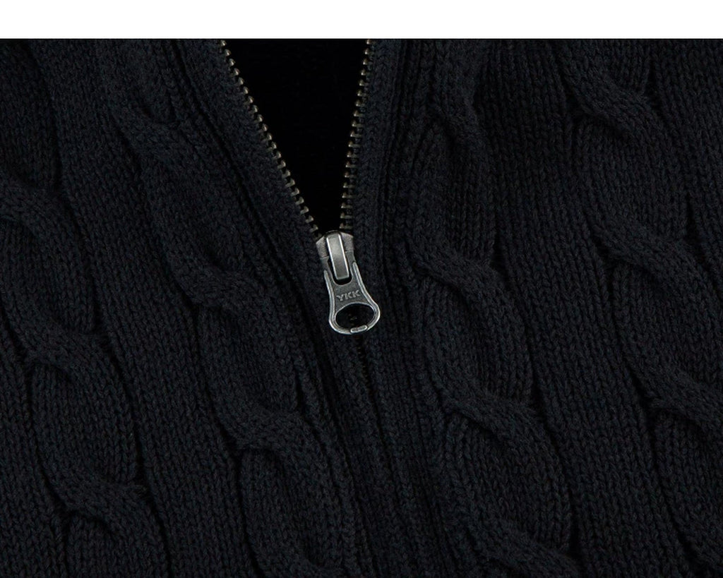 Cable-Knit Zip Cardigan - COPPING THREADS - IDLT