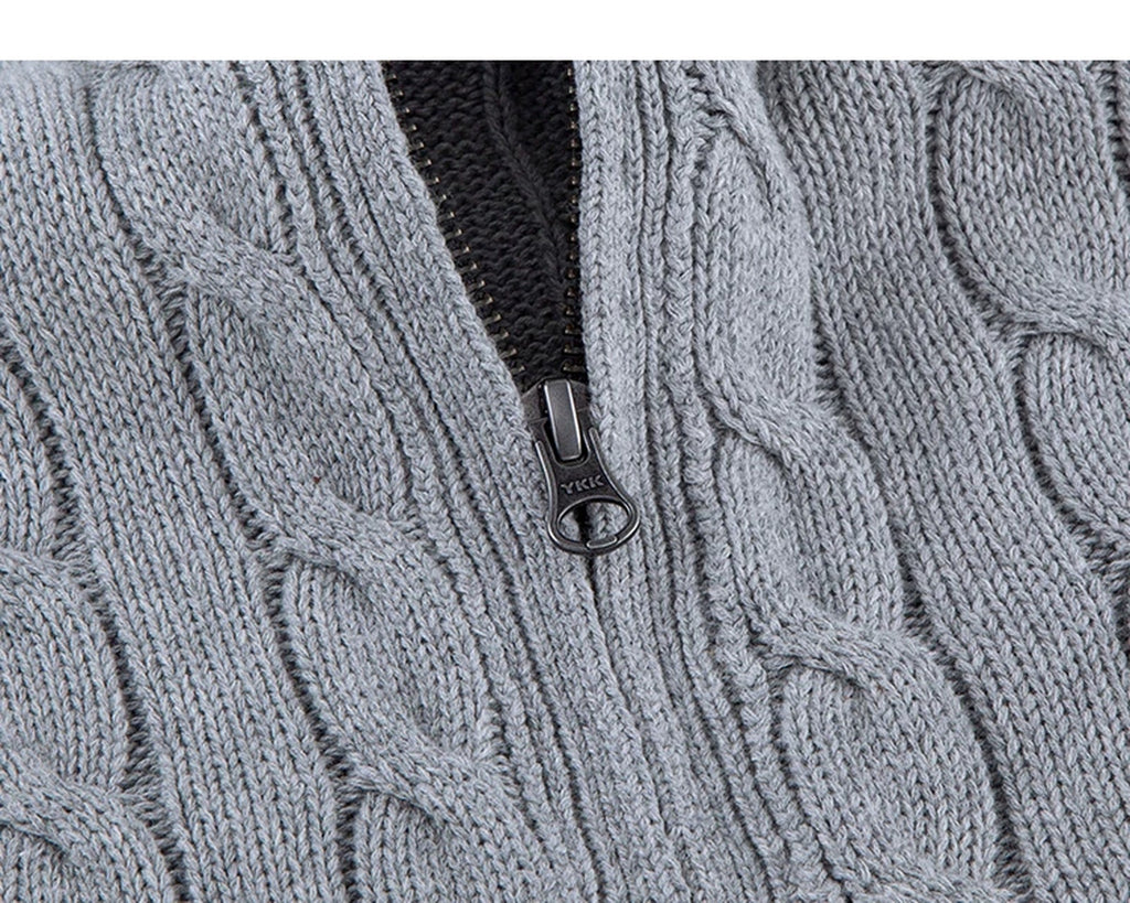 Cable-Knit Zip Cardigan - COPPING THREADS - IDLT