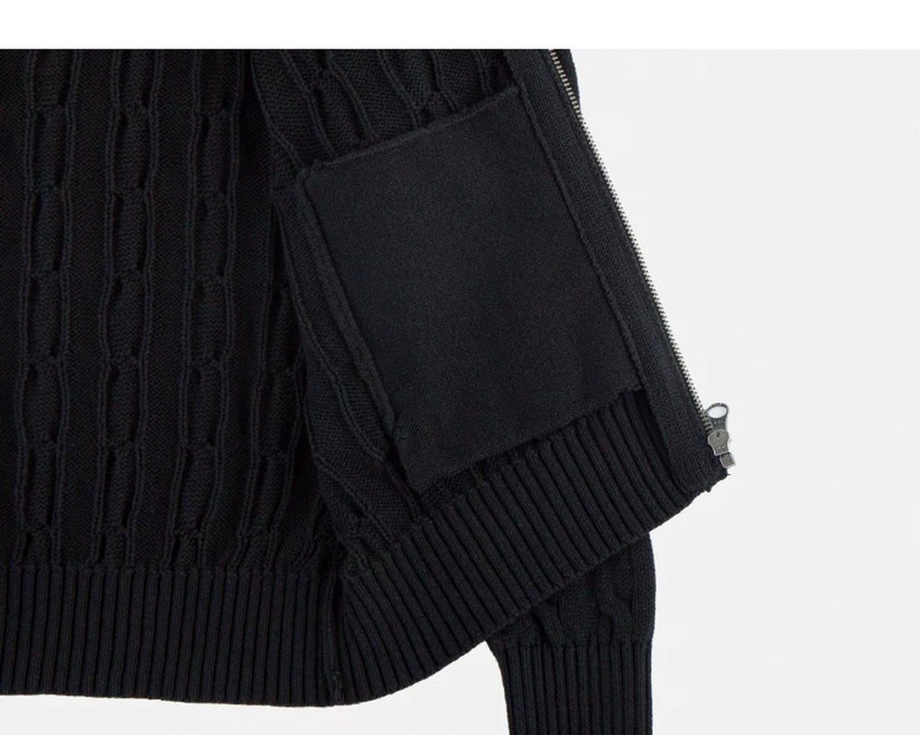 Cable-Knit Zip Cardigan - COPPING THREADS - IDLT