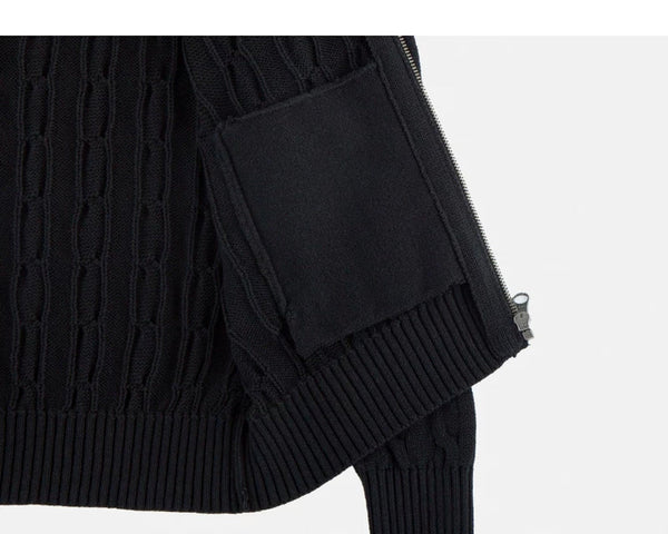 Cable-Knit Zip Cardigan - COPPING THREADS - IDLT