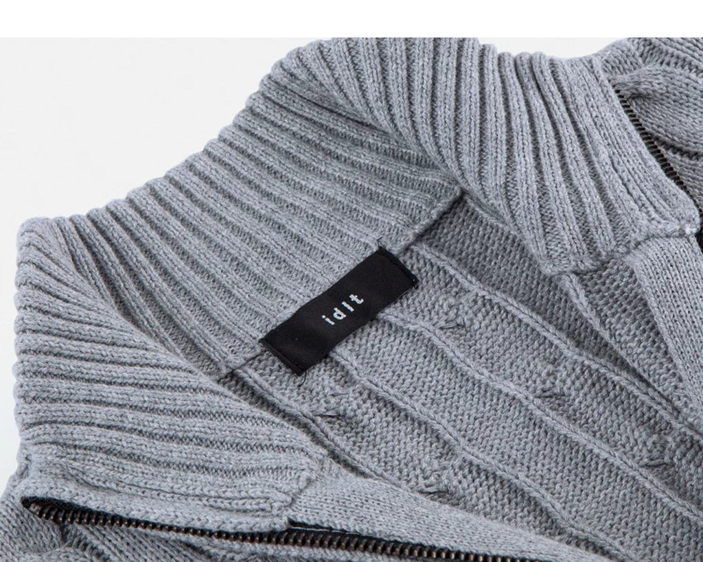 Cable-Knit Zip Cardigan - COPPING THREADS - IDLT
