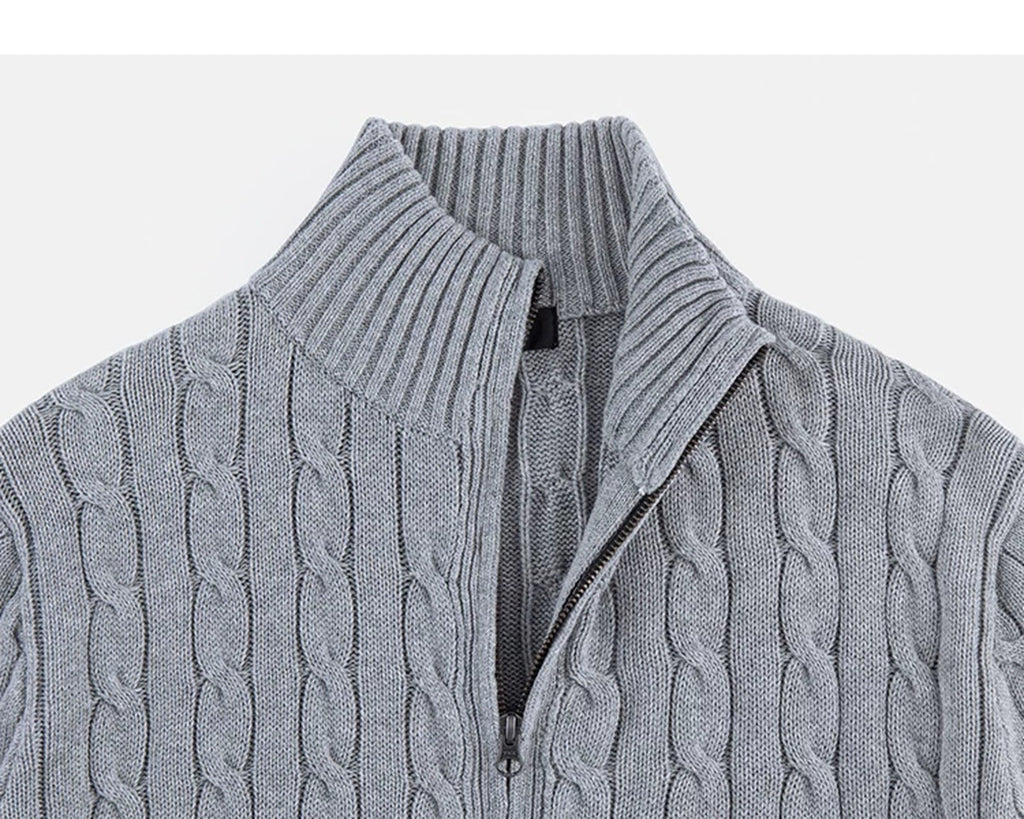 Cable-Knit Zip Cardigan - COPPING THREADS - IDLT
