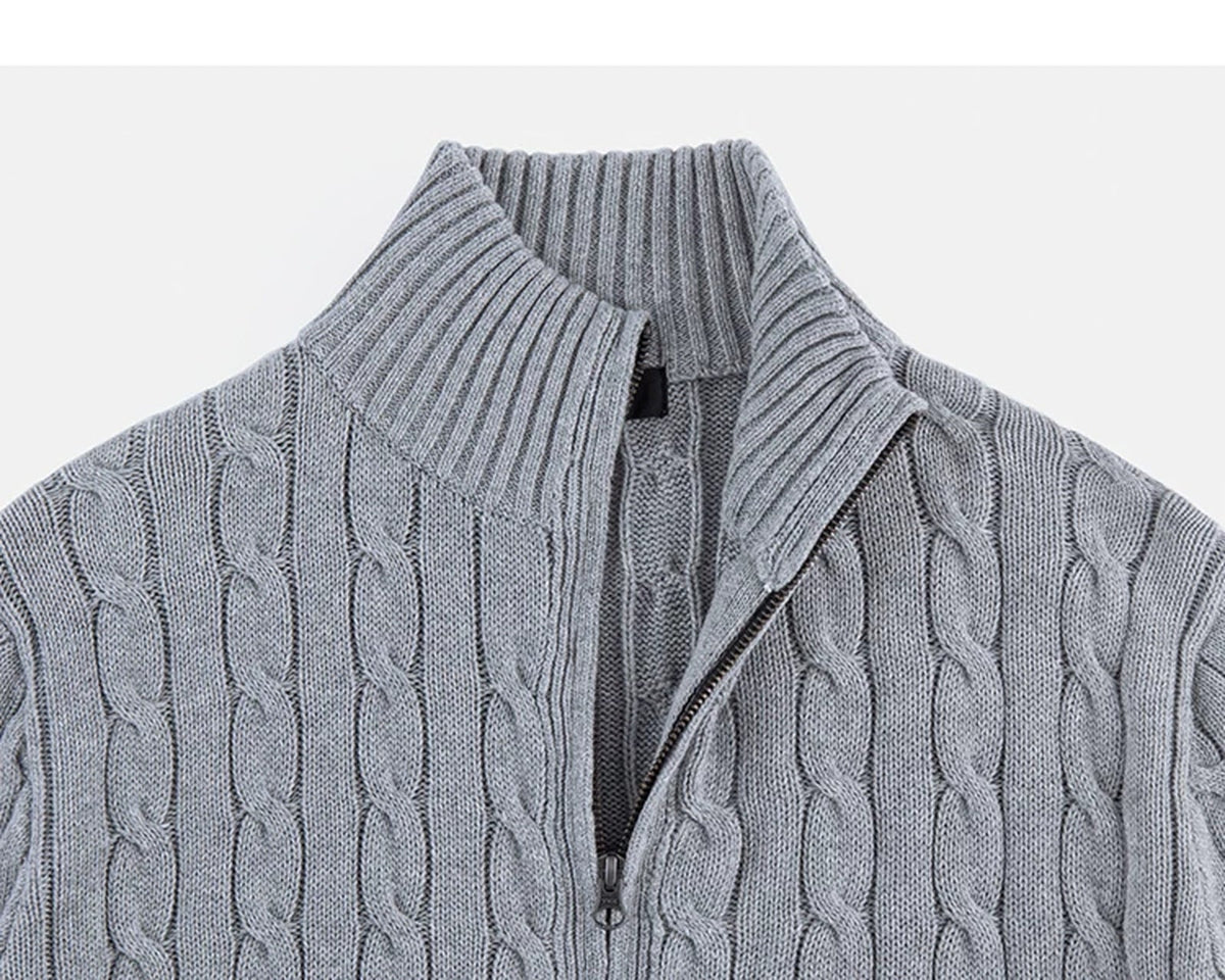 Cable-Knit Zip Cardigan - COPPING THREADS - IDLT