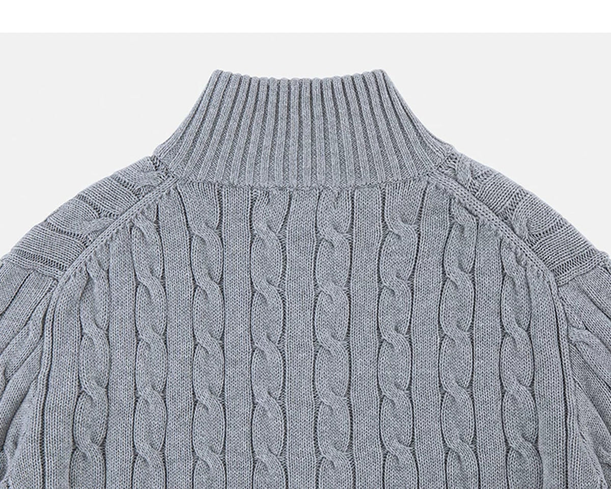 Cable-Knit Zip Cardigan - COPPING THREADS - IDLT