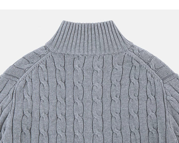 Cable-Knit Zip Cardigan - COPPING THREADS - IDLT