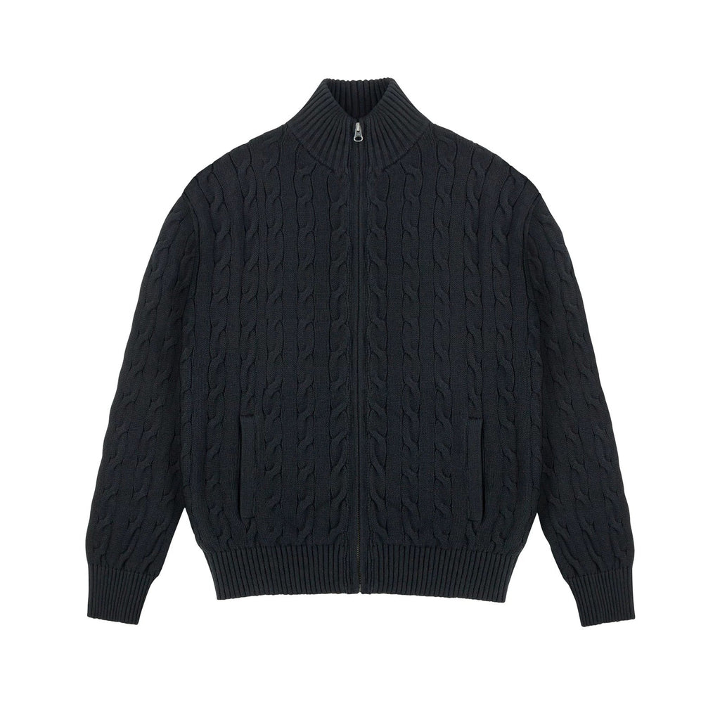 Cable-Knit Zip Cardigan - COPPING THREADS - IDLT