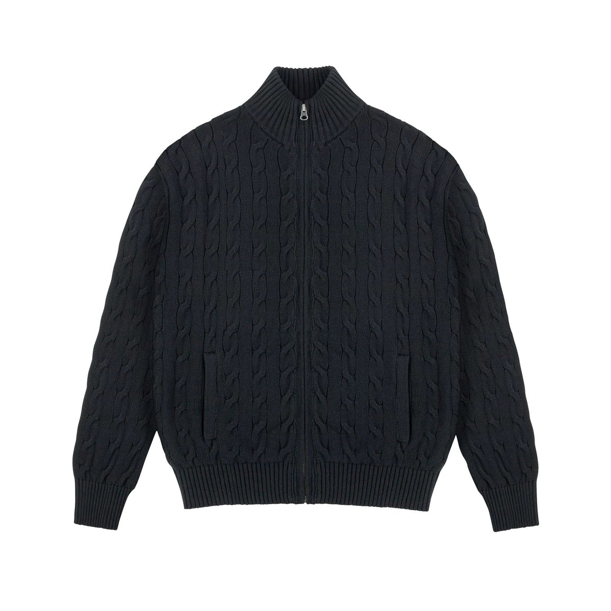 Cable-Knit Zip Cardigan - COPPING THREADS - IDLT
