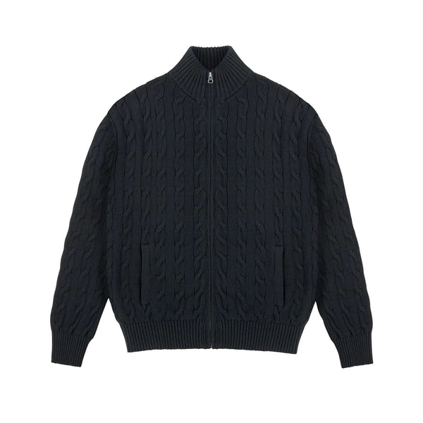 Cable-Knit Zip Cardigan - COPPING THREADS - IDLT