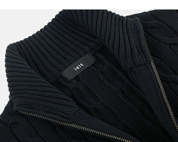 Cable-Knit Zip Cardigan - COPPING THREADS - IDLT