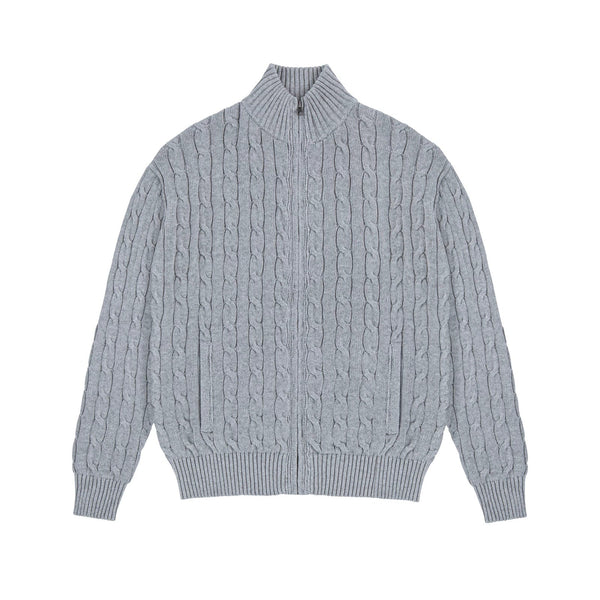 Cable-Knit Zip Cardigan - COPPING THREADS - IDLT