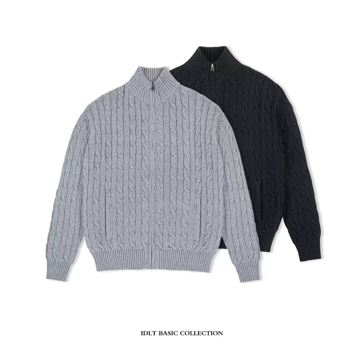 Cable-Knit Zip Cardigan - COPPING THREADS - IDLT