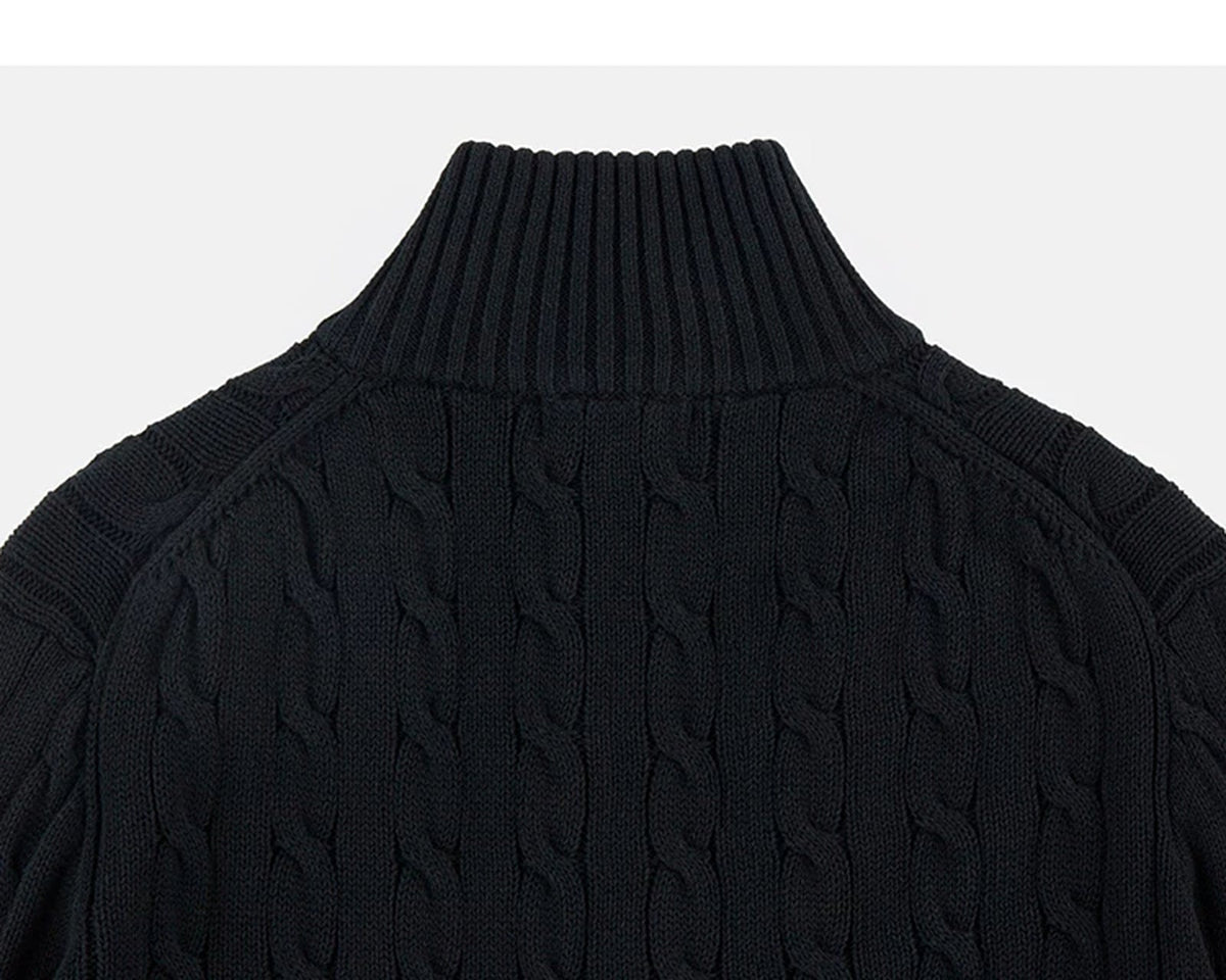 Cable-Knit Zip Cardigan - COPPING THREADS - IDLT