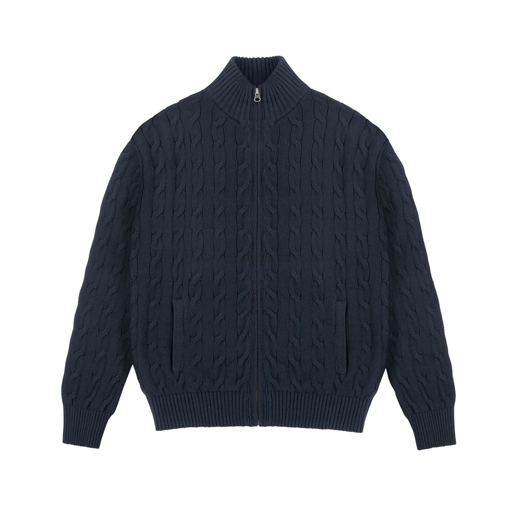 Cable-Knit Zip Cardigan - COPPING THREADS - IDLT