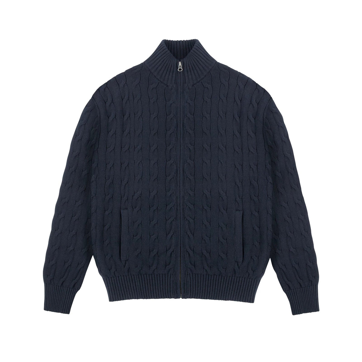 Cable-Knit Zip Cardigan - COPPING THREADS - IDLT