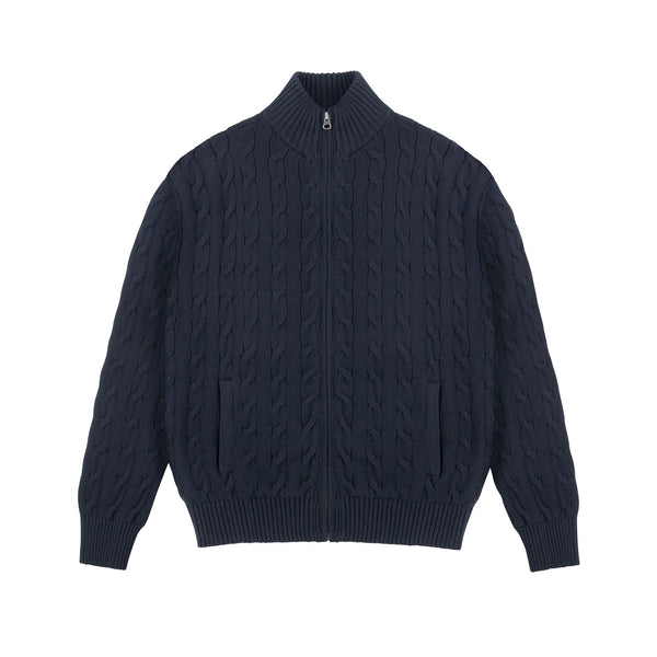 Cable-Knit Zip Cardigan - COPPING THREADS - IDLT