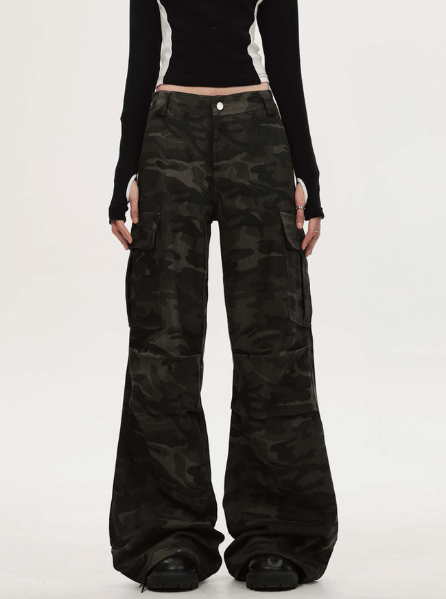 Camo Flared Cargo Pants - COPPING THREADS - CT Select Hover Image