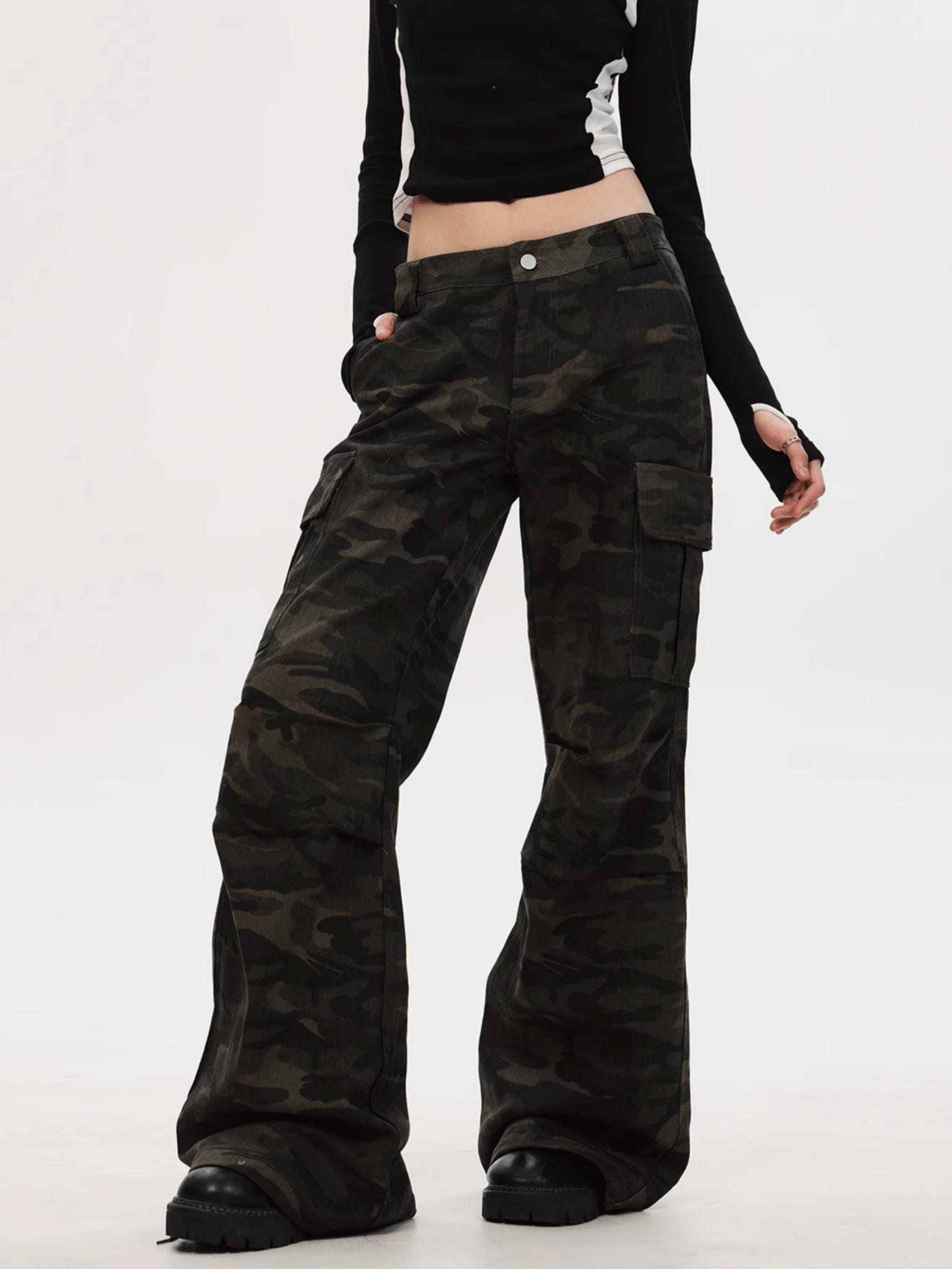 Camo Flared Cargo Pants - COPPING THREADS - CT Select